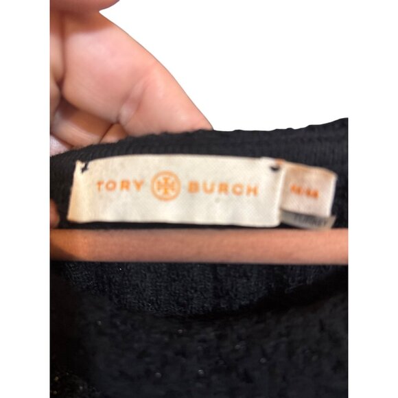 Tory Burch Black Sparkle Dress M Metallic Fibers Acrylic Wool Blend Made In Turk - Picture 5 of 7